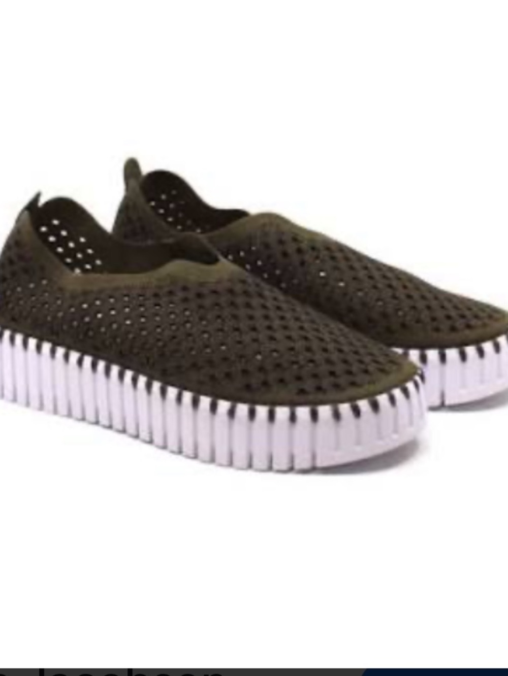 Ilse Jacobsen Tulip 3373 Deep Olive Perforated Slip-On Sneaker Size 36/US 6